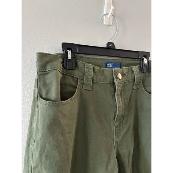 Project Indigo Womens Cargo Pants Size 9 Green Utility Streetwear Denim - Picture 2 of 6